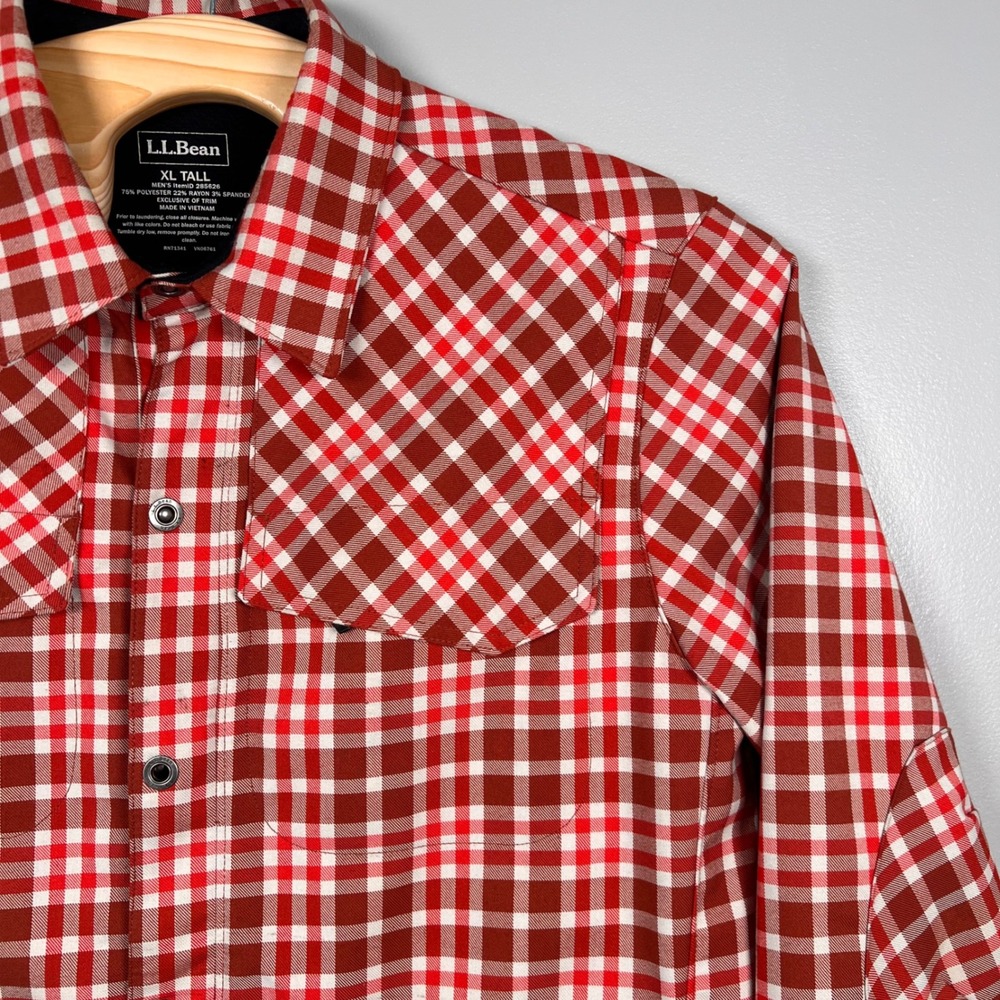 LL Bean Traverse Soft Shell Jacket Mens XL Tall Zip Button Plaid Outdoor *read - Picture 3 of 10